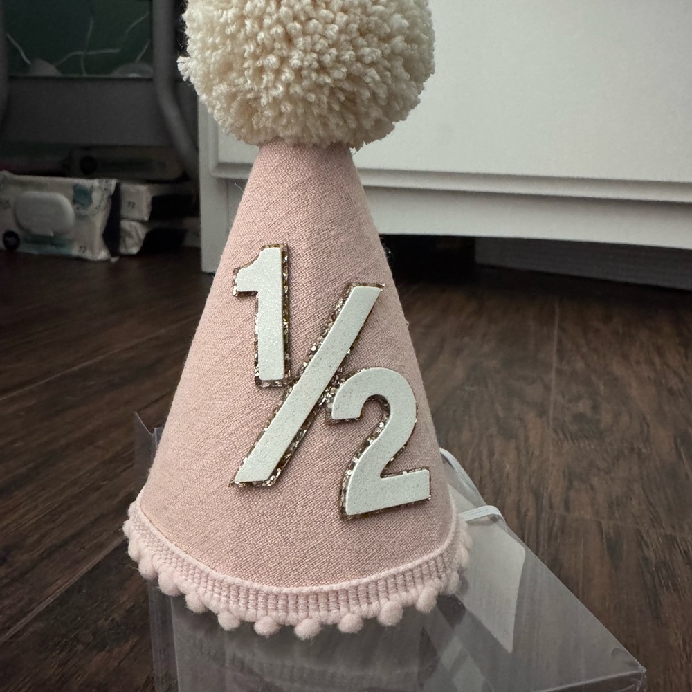 Pink Half Birthday Party Hat